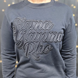 Sigma Gamma Rho Black on Black crewneck sweater