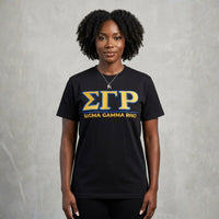 Sigma Gamma Rho Letters Embroidered Patch Tee Black Winters Industries 