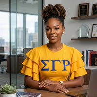 Sigma Gamma Rho Letters Ruffle Blouse with Bling Winters Industries 
