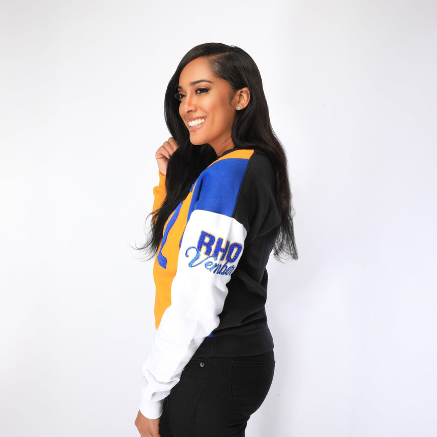 Sigma Gamma Rho Rhovember Nineteen 22 Chenille and Embroidered Sweatshirt (Gold/Blue) Shirts Winters Industries by Fully Promoted Mesquite 