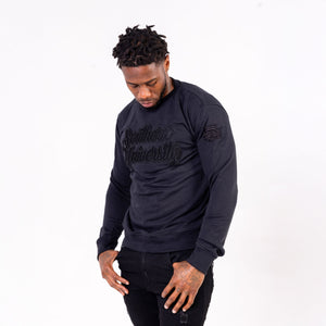 Southern University HBCU Black on Black 3D Embroidery Crewneck Sweater Winters Industries 