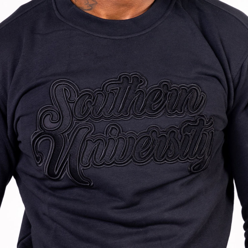 Southern University HBCU Black on Black 3D Embroidery Crewneck Sweater Winters Industries 