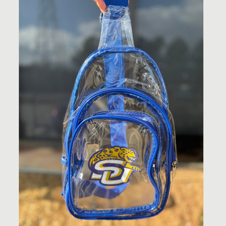 Southern University HBCU Clear Stadium Bag with Blue Trim Stadium Bag Winters Industries 