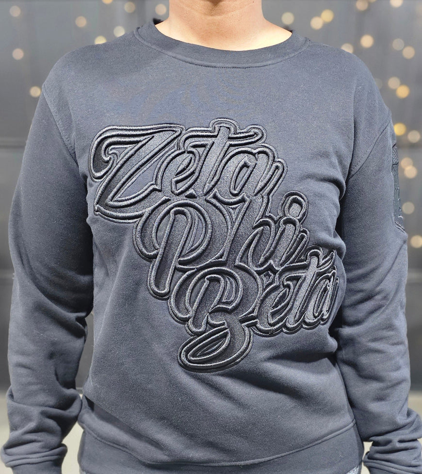 Zeta Phi Beta Black on Black crewneck sweater