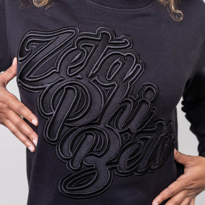 Zeta Phi Beta Black on Black Crewneck Sweater Winters Industries 