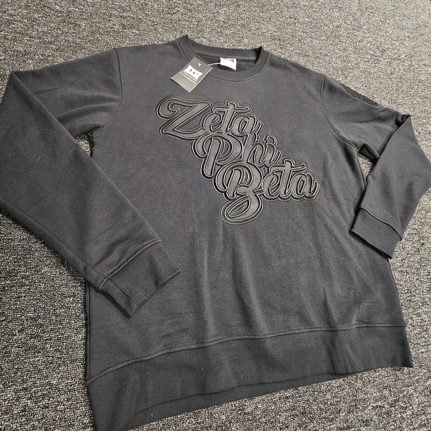 Zeta Phi Beta Black on Black crewneck sweater