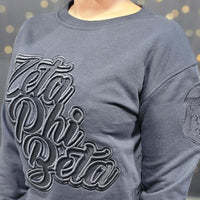 Zeta Phi Beta Black on Black crewneck sweater