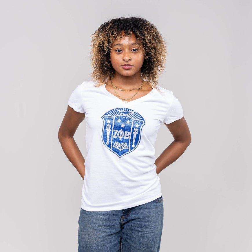 Zeta Phi Beta Bling and Glitter Shield Sweatshirt/T-Shirt WintersIndustries by Fully Promoted Mesquite 