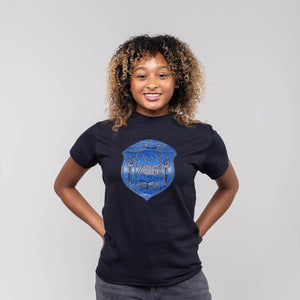 Zeta Phi Beta Bling and Glitter Shield Sweatshirt/T-Shirt WintersIndustries by Fully Promoted Mesquite S Black Crewneck T-shirt