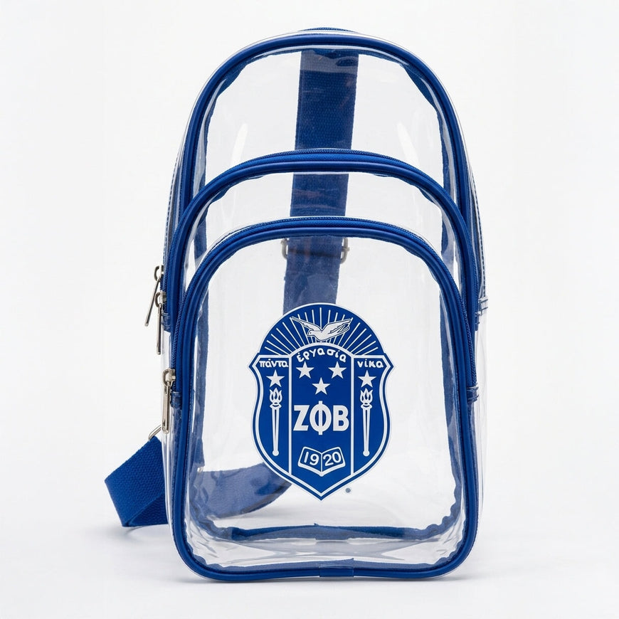 Zeta Phi Beta Clear Stadium Bag with Blue Trim Stadium Bag Winters Industries 