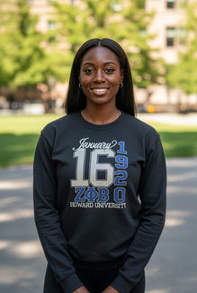 Zeta Phi Beta J16 1920 Bling and Rhinestone Howard University Sweatshirt / Tshirt