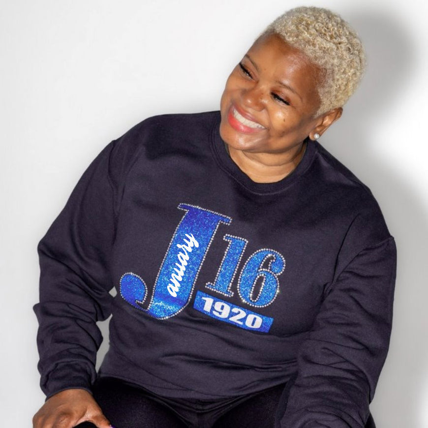 Zeta Phi Beta J16 1920 Bling and Rhinestone Sweatshirt / Tshirt WintersIndustries by Fully Promoted Mesquite S Black Sweater