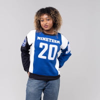 Zeta Phi Beta "J16" Nineteen 20 Chenille and Embroidered Sweatshirt (Blue/White) Shirts Winters Industries by Fully Promoted Mesquite 