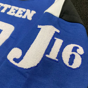 Zeta Phi Beta "J16" Nineteen 20 Chenille and Embroidered Sweatshirt (Blue/White)