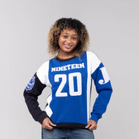 Zeta Phi Beta "J16" Nineteen 20 Chenille and Embroidered Sweatshirt (Blue/White) Shirts Winters Industries by Fully Promoted Mesquite 