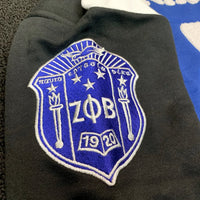 Zeta Phi Beta "J16" Nineteen 20 Chenille and Embroidered Sweatshirt (Blue/White)