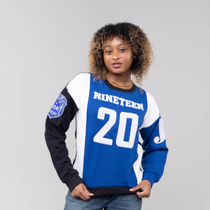 Zeta Phi Beta "J16" Nineteen 20 Chenille and Embroidered Sweatshirt (Blue/White) Shirts Winters Industries by Fully Promoted Mesquite 