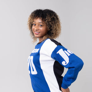 Zeta Phi Beta "J16" Nineteen 20 Chenille and Embroidered Sweatshirt (Blue/White) Shirts Winters Industries by Fully Promoted Mesquite 