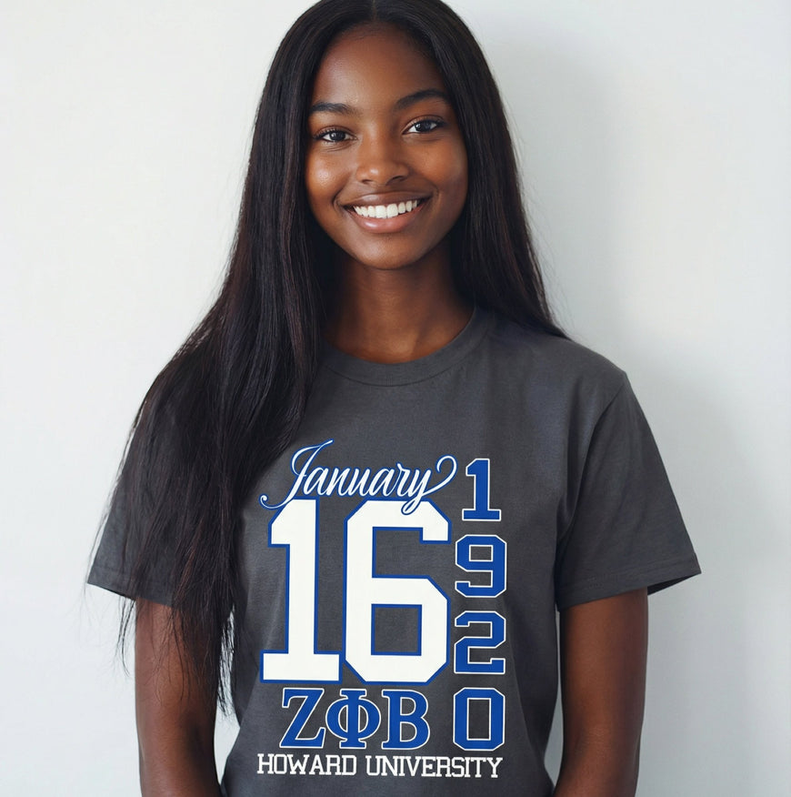 Zeta Phi Beta January 16 T-shirt Shirts Winters Industries by Fully Promoted Mesquite S T-SHIRT Gray