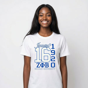 Zeta Phi Beta January 16 T-shirt Shirts Winters Industries by Fully Promoted Mesquite S T-SHIRT White