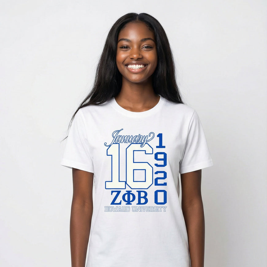 Zeta Phi Beta January 16 T-shirt Shirts Winters Industries by Fully Promoted Mesquite S T-SHIRT White