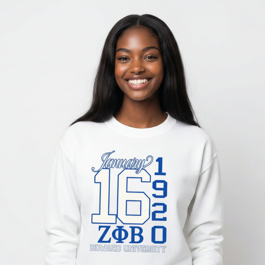 Zeta Phi Beta January 16 Tee/Sweatshirt Shirts Winters Industries by Fully Promoted Mesquite S SWEATSHIRT White