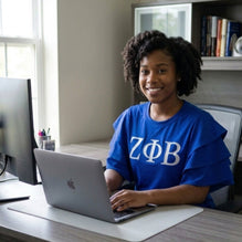 Zeta Phi Beta Letters Ruffle Blouse with Bling