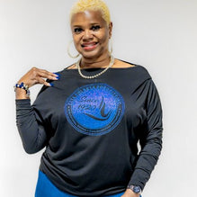 Zeta Phi Beta Long Sleeve Off-Shoulder Shirt