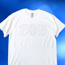 Zeta Phi Beta White Letters White Tee