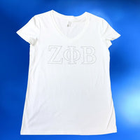 Zeta Phi Beta White Letters White Tee