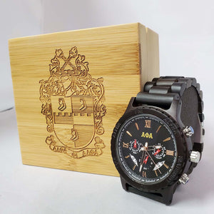 Alpha Phi Alpha Fraternity Wooden Watch with Engraved Gift Box