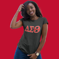 Delta Sigma Theta Distressed Letter Tee/Sweatshirt