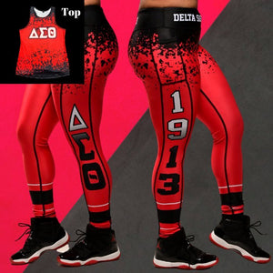 Delta Sigma Theta Leggings / Legging Sets (Black and Red)