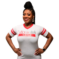 DIVA-ish White w/ Red Stripes Tee