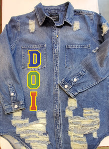 DOI Letters Distressed Denim Jacket