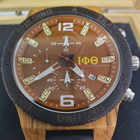 Iota Phi Theta Fraternity Wooden Watch with Engraved Gift Box