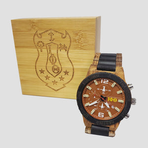Iota Phi Theta Fraternity Wooden Watch with Engraved Gift Box