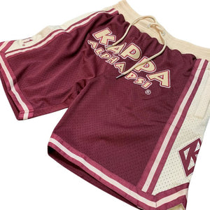 Kappa Alpha Psi Embroidered Crimson Shorts with Cream Stripes