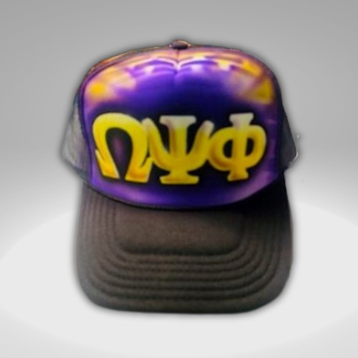 Omega Psi Phi Custom Airbrush Trucker Cap