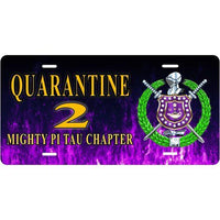 Omega Psi Phi Customizable with Purple Flames Car Tag