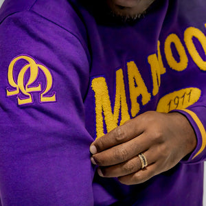 Omega Psi Phi "MANHOOD" Chenille Sweater Purple