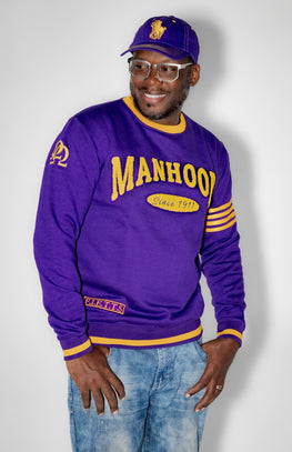Omega Psi Phi "MANHOOD" Chenille Sweater Purple