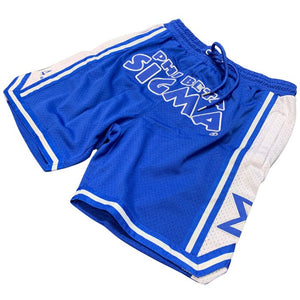 Phi Beta Sigma Embroidered Blue Shorts with White Stripes