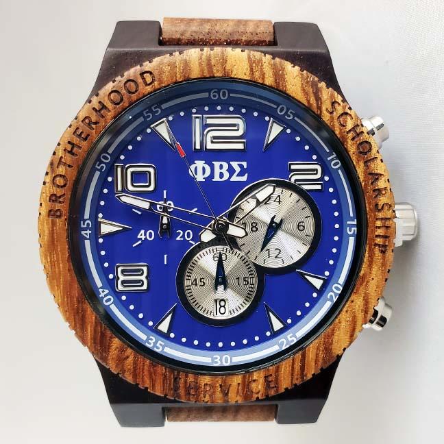 Phi Beta Sigma Fraternity Wooden Watch with Engraved Gift Box