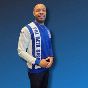 Phi Beta Sigma Embroidered Blue Shorts with White Stripes