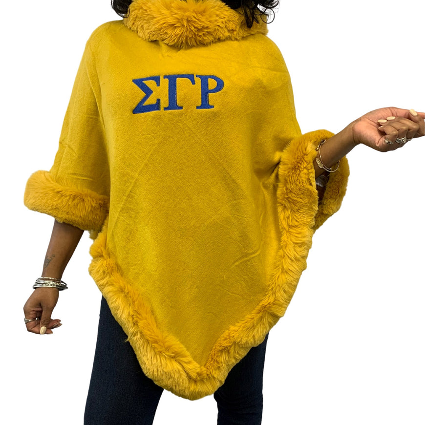 Sigma Gamma Rho Embroidered Letters Fur Shawl