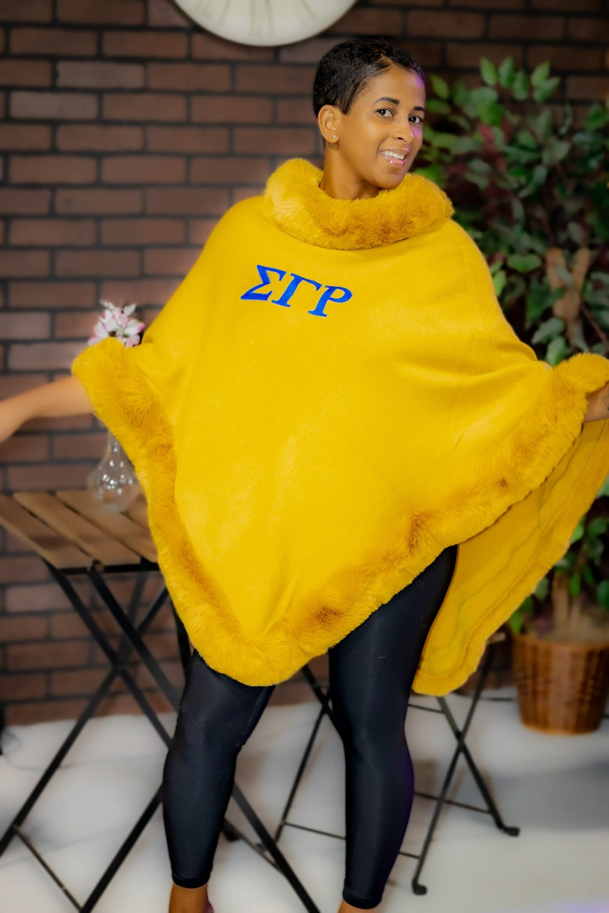 Sigma Gamma Rho Embroidered Letters Fur Shawl