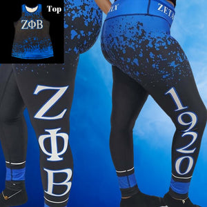 Zeta Phi Beta Leggings / Legging Sets (Black and Blue)